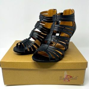 Black High Heel Wedge Sandal